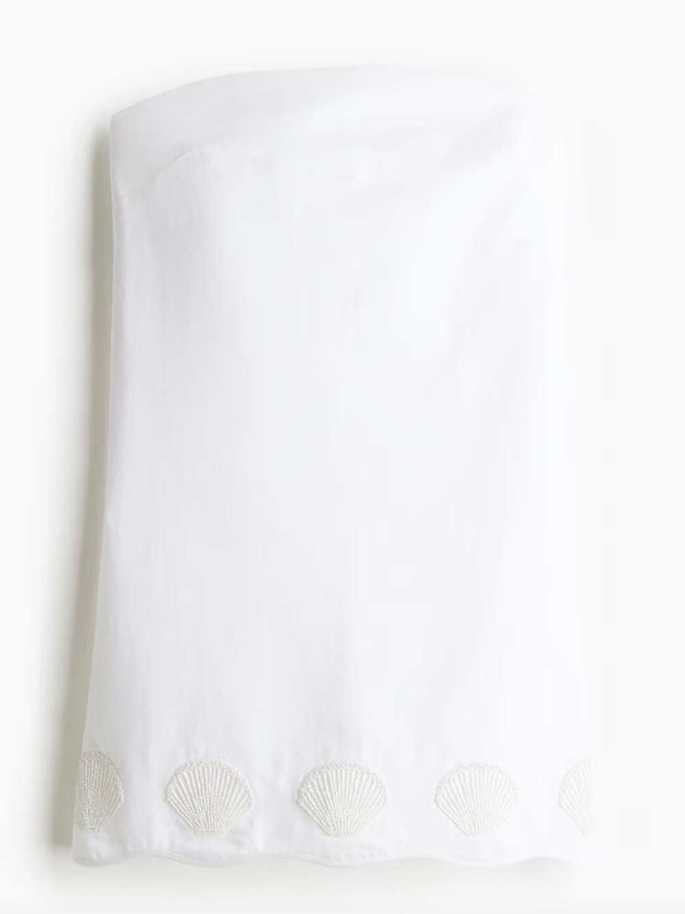 H&M BEAD-EMBELLISHED BANDEAU DRESS with Shell Hem NWT, M